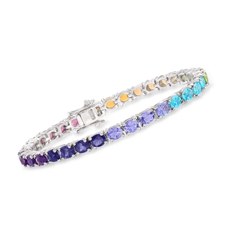 unique bangles for women -Ross-Simons 10.50 ct. t.w. Multi-Stone and Fire Opal Tennis Bracelet in Sterling Silver