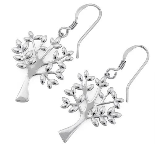 matching earrings for women -long chain earrings for women -Sterling Silver Tree of Life Hook Earrings