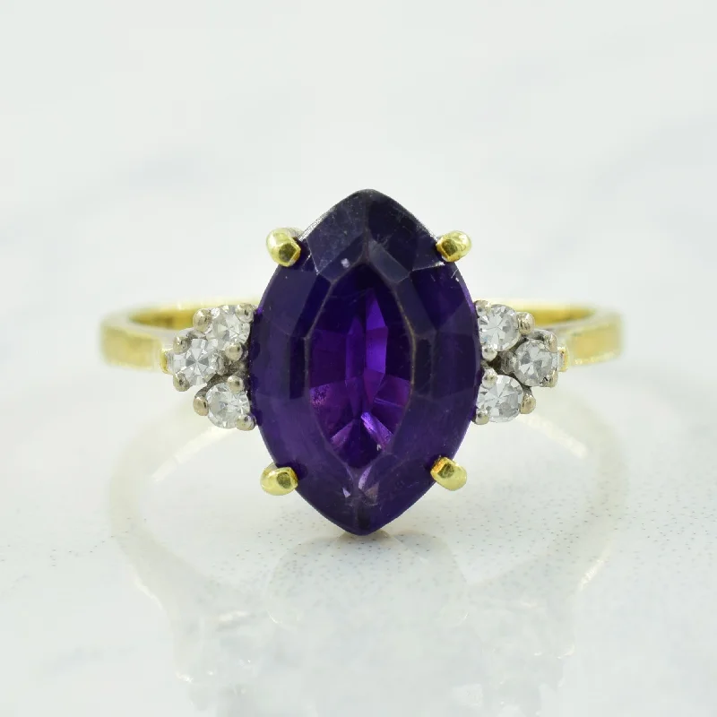 wedding bands for women -Amethyst & Diamond Ring | 2.00ct, 0.12ctw | SZ 8 |