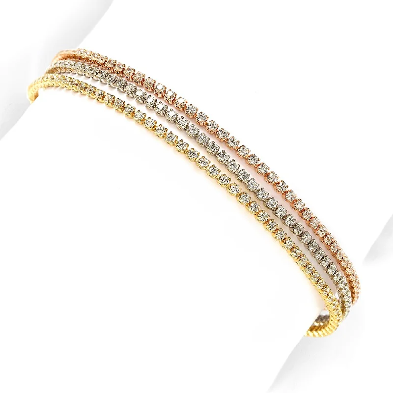 luxury bangle sets for women -Suzy Levian Tri-Tone Sterling Silver Cubic Zirconia Bracelet