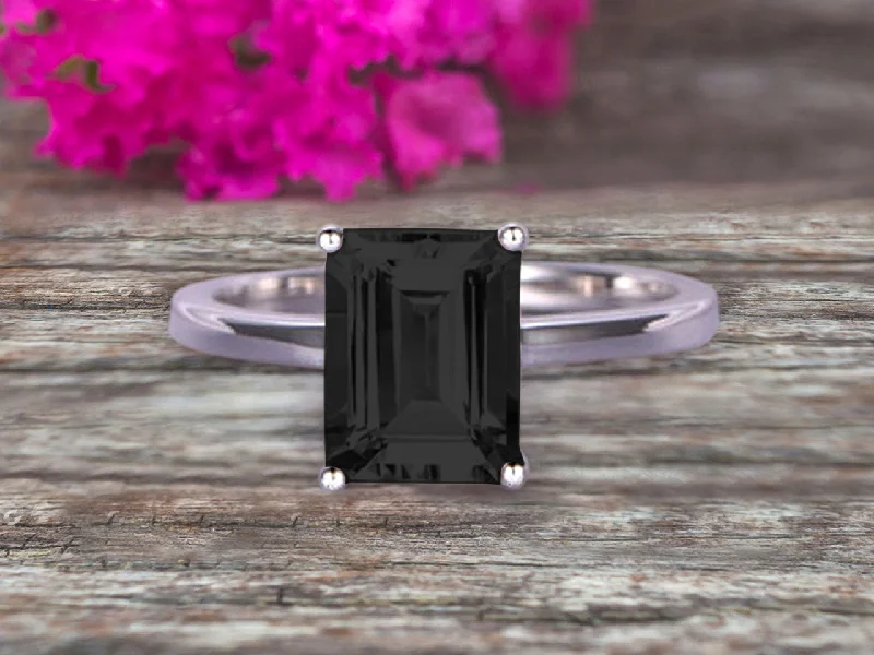 stunning engagement rings for women -stunning engagement rings for women -Emerald Cut 1 Carat Black Diamond Moissanite Engagement Ring Wedding Ring Promise Ring 10k White Gold Solitaire Anniversary Ring Personalized for Brides