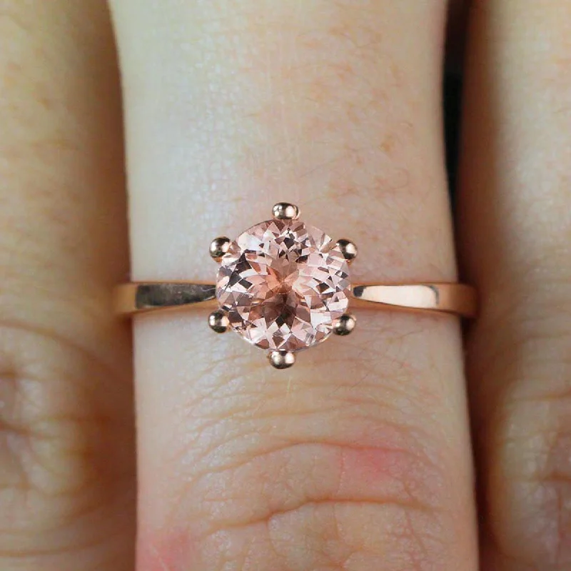 high-end engagement rings -high-end engagement rings -Beautiful Round Cut Morganite Ring Sale 1.50 Carat Solitaire Engagement Ring 10k Rose Gold