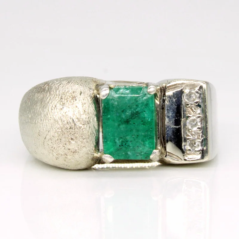 sophisticated rings for women -Emerald & Diamond Ring | 0.82ct, 0.03ctw | SZ 7 |