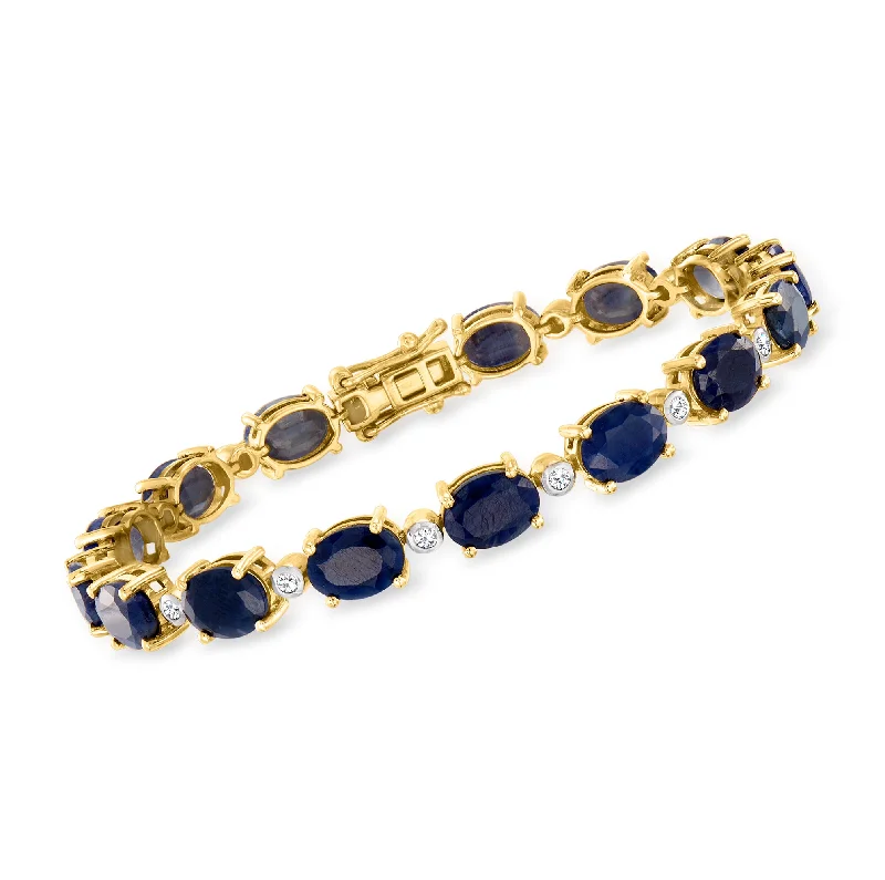 fashion bangles and bracelets -Ross-Simons Sapphire and . Diamond Bracelet in 14kt Yellow Gold