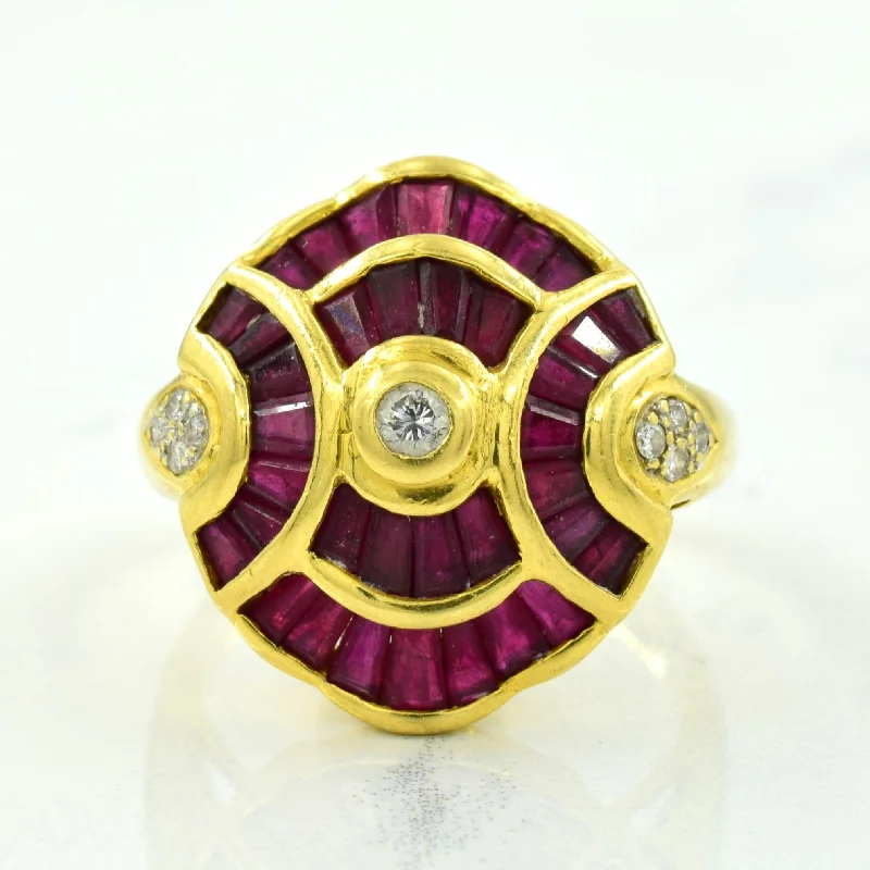 gemstone rings for women -Ruby & Diamond Cocktail Ring | 1.26ctw, 0.15ctw | SZ 7 |