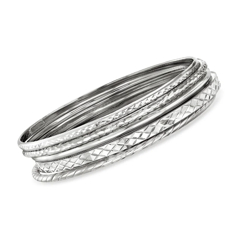 timeless bangles for women -Ross-Simons Sterling Silver Jewelry Set: 5 Bangle Bracelets