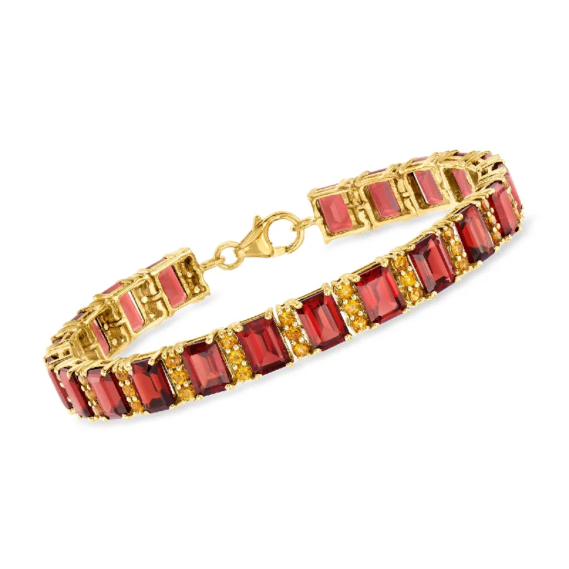 luxury bangle sets for women -Ross-Simons Garnet Bracelet With Citrines in 18kt Gold Over Sterling