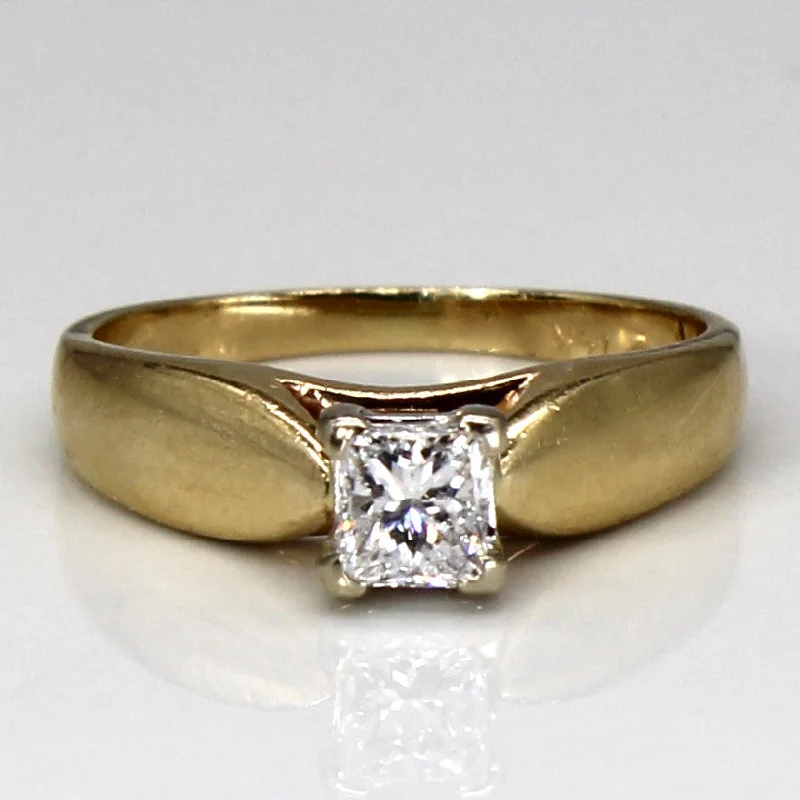 men’s and women’s matching rings -Solitaire Princess Diamond 14k Ring | 0.35ct | SZ 4.75 |