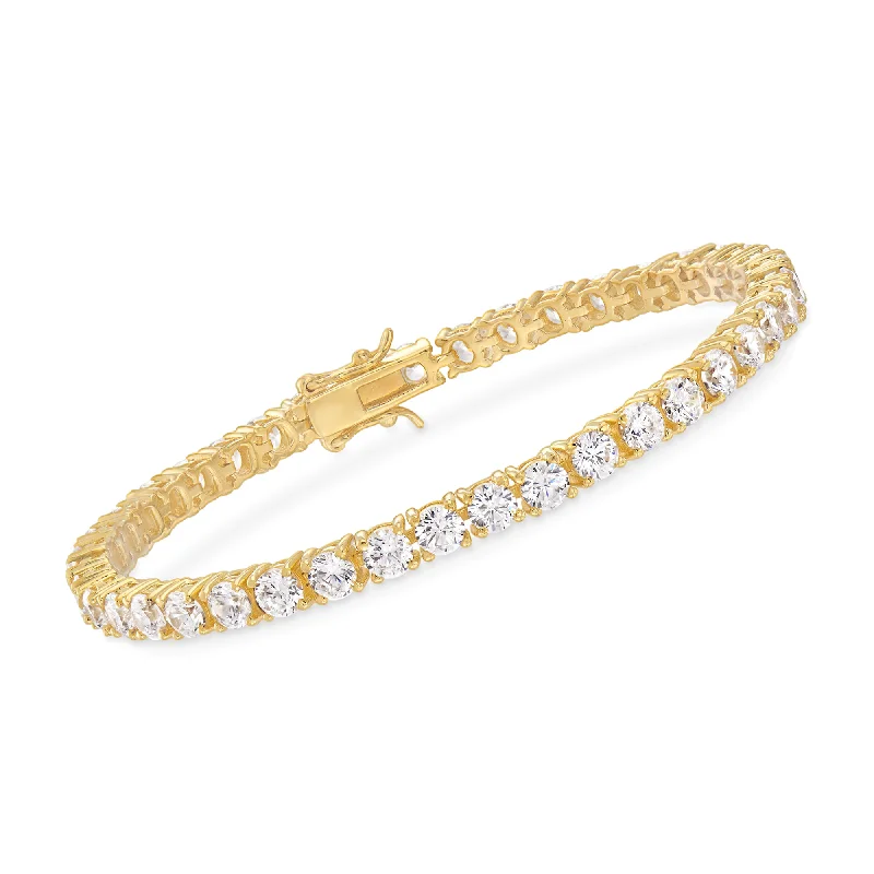 modern women’s bangles -Ross-Simons CZ Tennis Bracelet in 18kt Gold Over Sterling