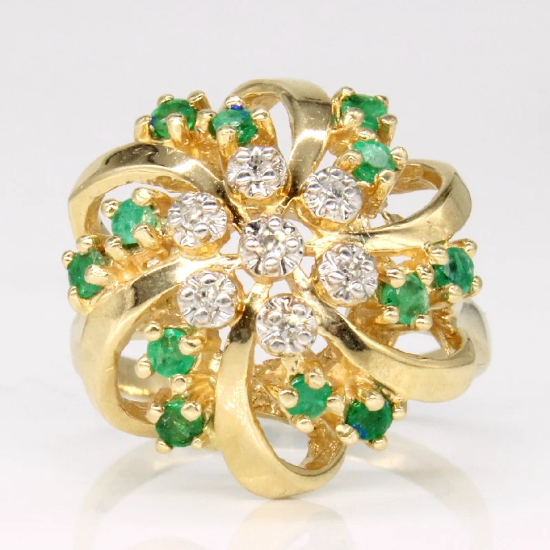 gemstone statement rings -Emerald & Diamond Cocktail Ring | 0.36ctw, 0.05ctw | SZ 6 |