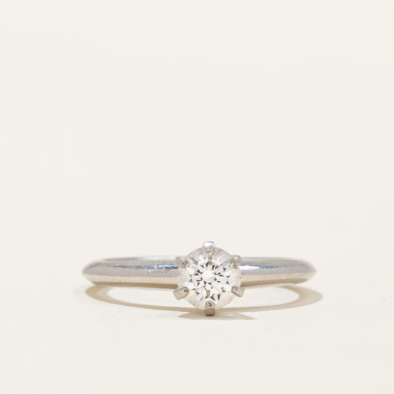 chic gemstone rings for women -'Tiffany & Co.' Solitaire Diamond Platinum Ring | 0.45ct | SZ 5