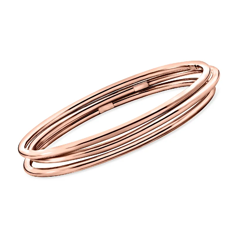 bracelet sets for women -Ross-Simons Italian 22kt Rose Gold Over Sterling Jewelry Set: 3 Polished Bangle Bracelets