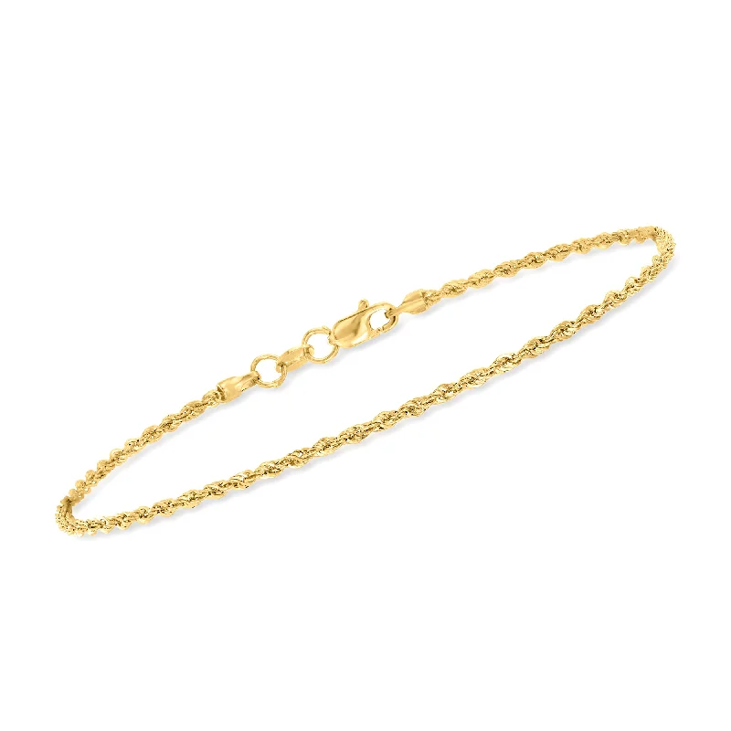 unique charm bracelets for women -Ross-Simons 1.5mm 14kt Yellow Gold Twisted Rope-Chain Bracelet