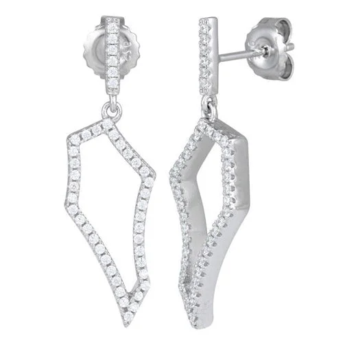 bridal earrings for women -trendy stud earrings for women -Sterling Silver Abstract CZ Dangle Earrings