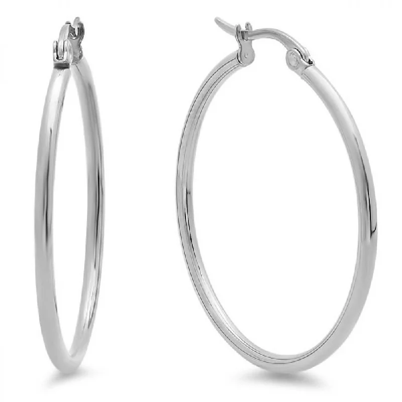 silver earrings for women -diamond earrings for women -Stainless Steel 30MM Hoop Earrings