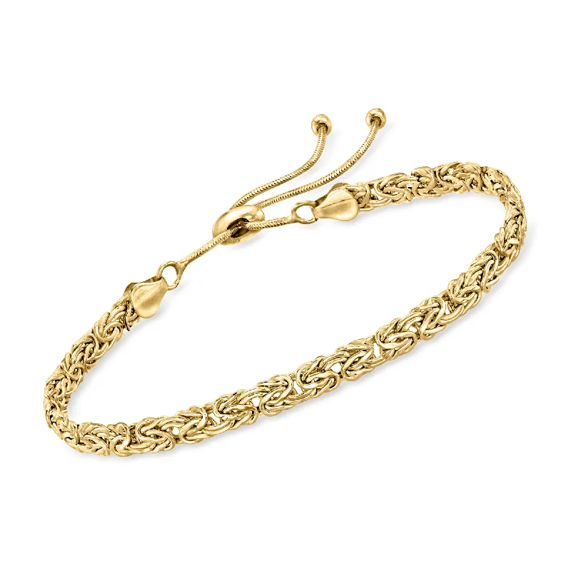 bohemian bracelets for women -Ross-Simons 14kt Yellow Gold Byzantine Bolo Bracelet