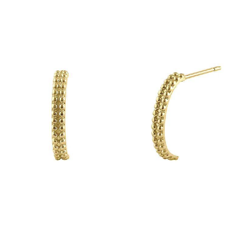 stud earrings for women -stud earrings for women -Solid 14K Yellow Gold Half Loop Beaded Earrings