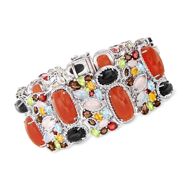 multi-layered bangles for women -Ross-Simons Multi-Gemstone Bracelet in Sterling Silver