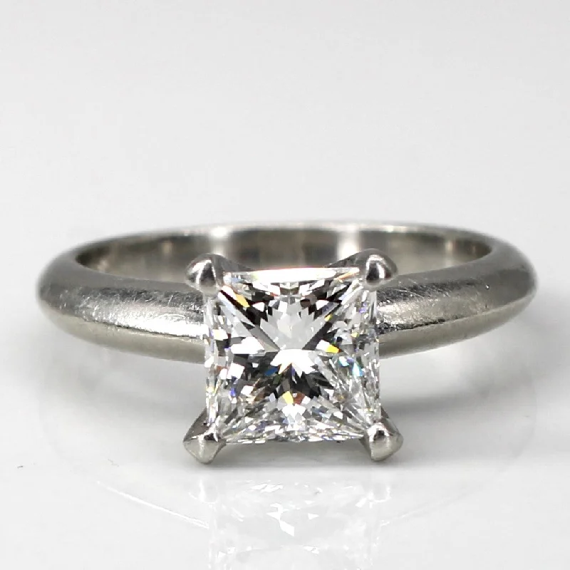 women’s birthstone rings -Princess Diamond Platinum Ring | 1.10ct VVS2/VS1 G | SZ 4 |