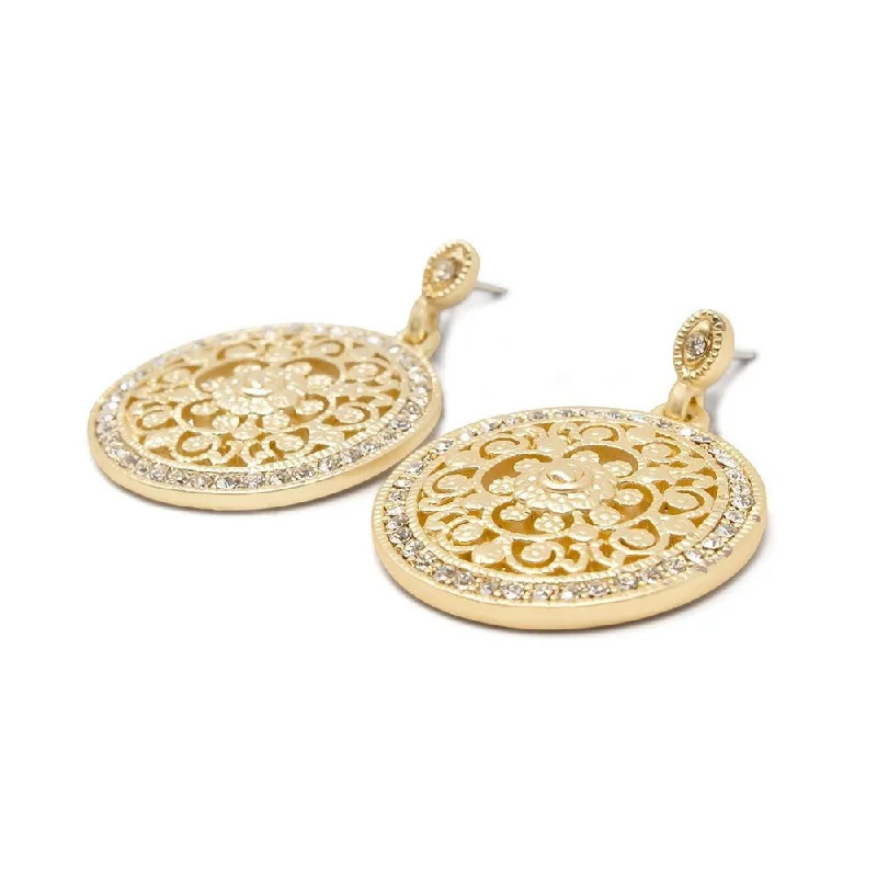 affordable earrings for women -gold stud earrings for women -Earrings Medalion Mat