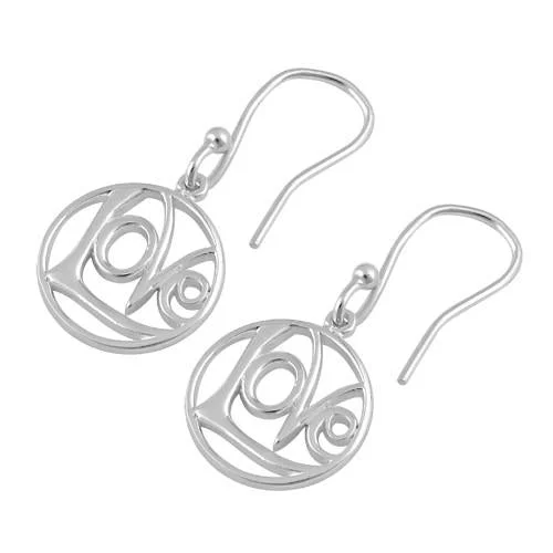 fashionable drop earrings -fashionable drop earrings -Sterling Silver "Love" Hook Earrings