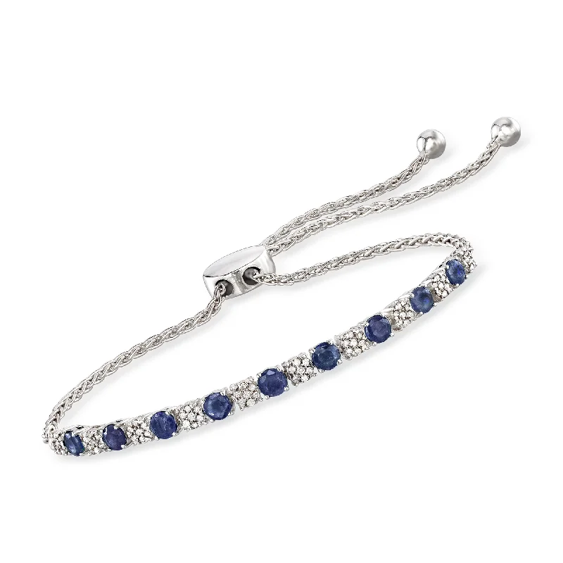 fashion bangles and bracelets -Ross-Simons Sapphire and . Diamond Bolo Bracelet in Sterling Silver