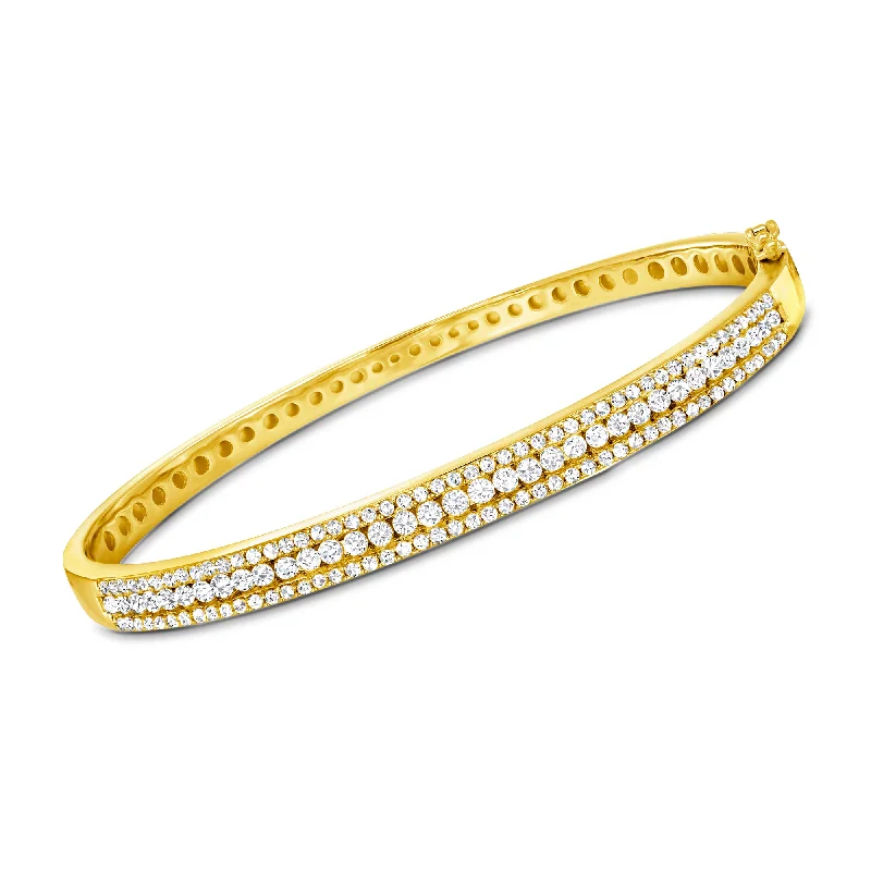 stackable silver bangles -Ross-Simons Diamond Bangle Bracelet in 18kt Gold Over Sterling