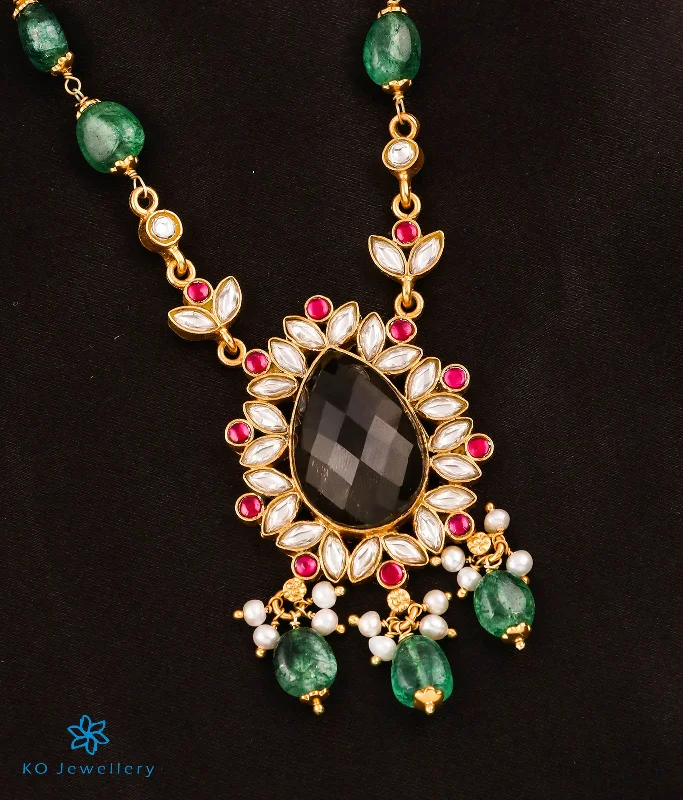 large statement necklaces for women -romantic gift necklaces for women -The Ragini Silver Kundan-Jadau Mango Necklace