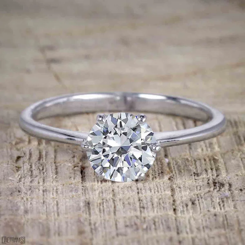 wedding bands and engagement rings for women -wedding bands and engagement rings for women -Classic Round Cut Solitaire 1 Carat Moissanite Diamond Engagement Ring on 10k White Gold