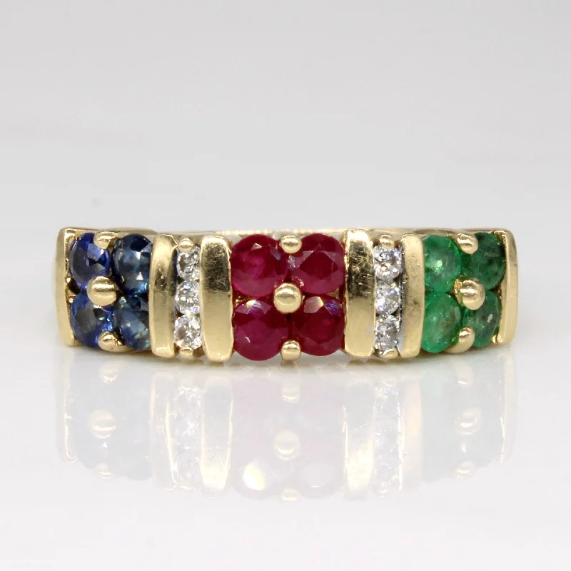 elegant rings for women -Channel Set Multi Gem Ring | 1.09ctw | SZ 7 |