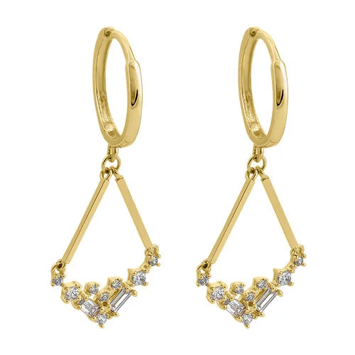 timeless earrings for women -timeless earrings for women -Solid 14K Yellow Gold Chandelier Dangle CZ Hoop Earrings