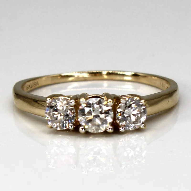 women’s rings -Three Stone Diamond Engagement Ring | 0.85ctw | SZ 10 |