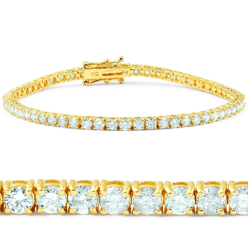 affordable bangle bracelets -7 1/2 ct Diamond Tennis Bracelet 18K Yellow Gold 7"