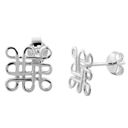 women’s earrings -women’s earrings -Sterling Silver Knotted Square Earrings