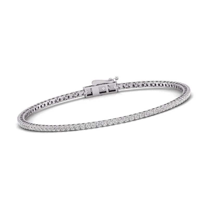 elegant gold bangles for women -Diana M Lab 2 Carat TW Diamond Tennis Bracelet in 14K White Gold