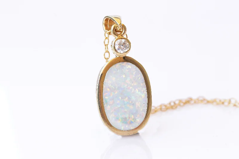 adjustable necklaces for women -fashion chain necklaces for women -WHITE Opal necklace