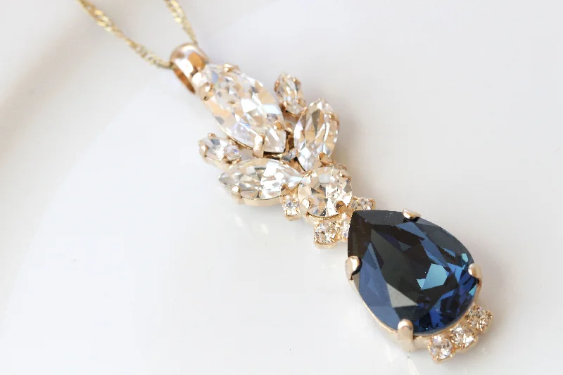 gold pendant necklaces for women -romantic necklaces for women -BLUE Navy NECKLACE