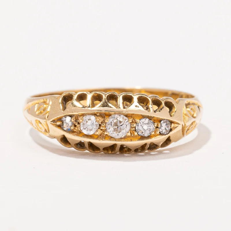 diamond rings for women -Victorian 1916 18k Gold Old European Diamond Ring  | 0.15ctw | SZ 6.5