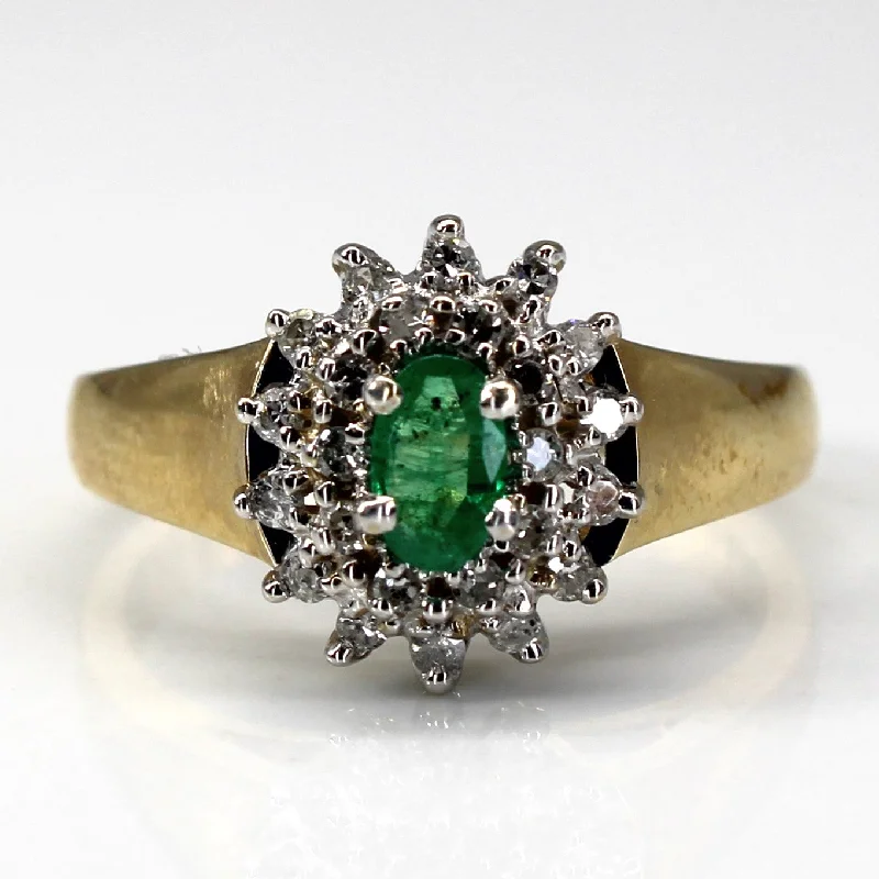 statement rings for women -Emerald & Diamond Cocktail Ring | 0.20ct | 0.20ctw | SZ 6.5 |