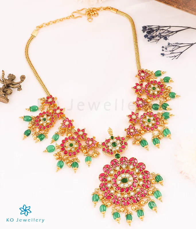 unique necklaces for women -engraved necklaces for women -The Roya Silver Kundan-Jadau Necklace