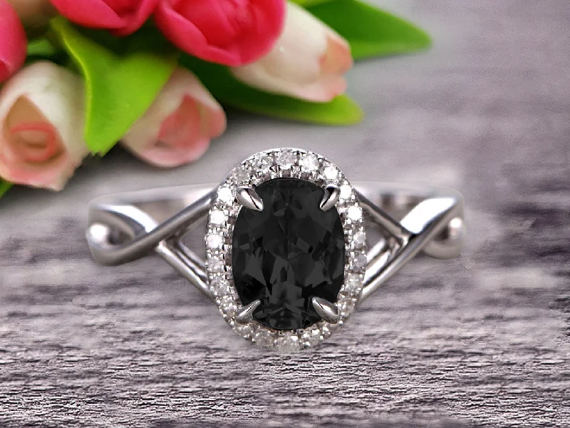 white gold engagement rings -white gold engagement rings -Oval Cut 1.25 Carat Black Diamond Moissanite Engagement Ring Anniversary Gift On 10k White Gold Art Deco