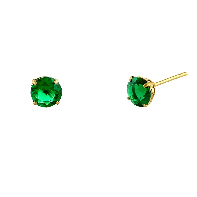 elegant hoop earrings -elegant hoop earrings -.5 ct Solid 14K Yellow Gold 4mm Round Cut Emerald CZ Earrings