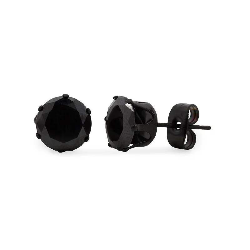 fashion-forward earrings for women -affordable earrings for women -Stainless Steel Round Stud Earrings Black