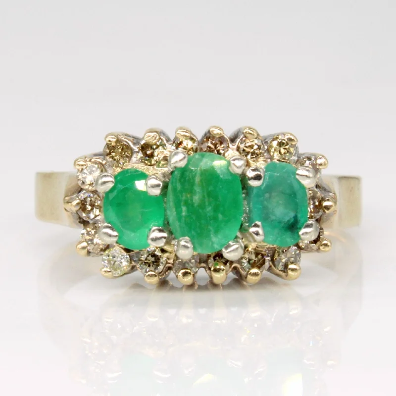 romantic rings for women -Emerald & Diamond Ring | 0.80ctw, 0.36ctw | SZ 7.75 |