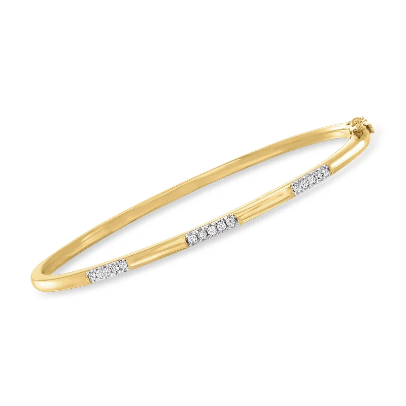 beaded bangles for women -Ross-Simons Diamond Bangle Bracelet in 18kt Gold Over Sterling