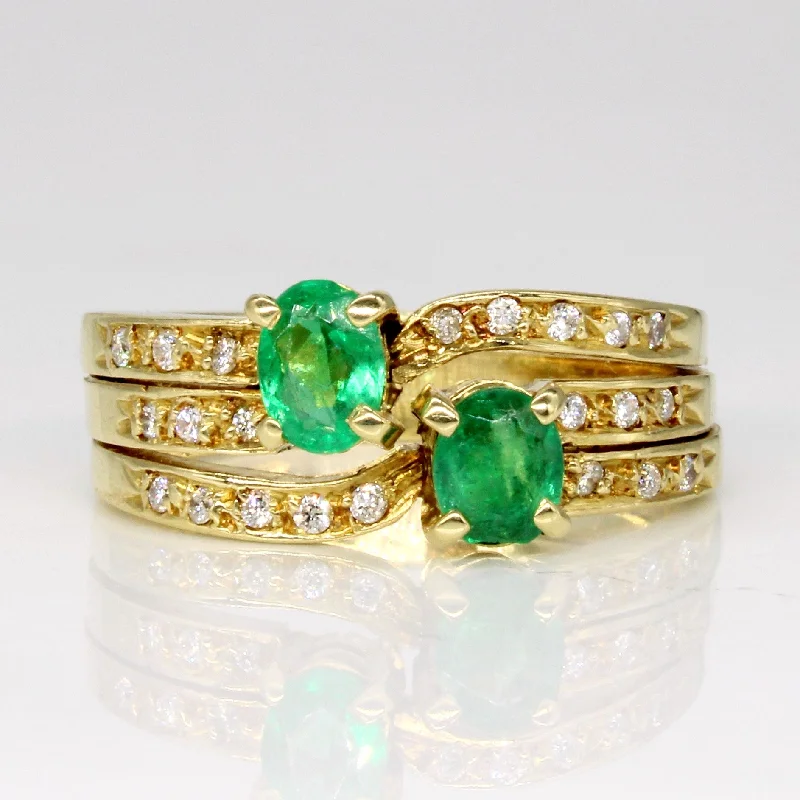 colorful rings for women -Emerald & Diamond Ring | 0.60ctw, 0.22ctw | SZ 7.25 |