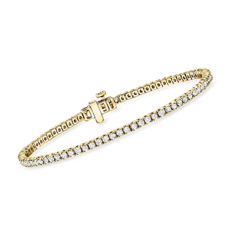 handmade charm bangles -Ross-Simons Lab-Grown Diamond Tennis Bracelet in 18kt Gold Over Sterling