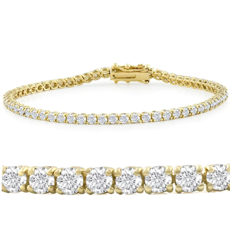 fashion bangles for women -5ct Diamond Tennis Bracelet 18K Yellow Gold 7"