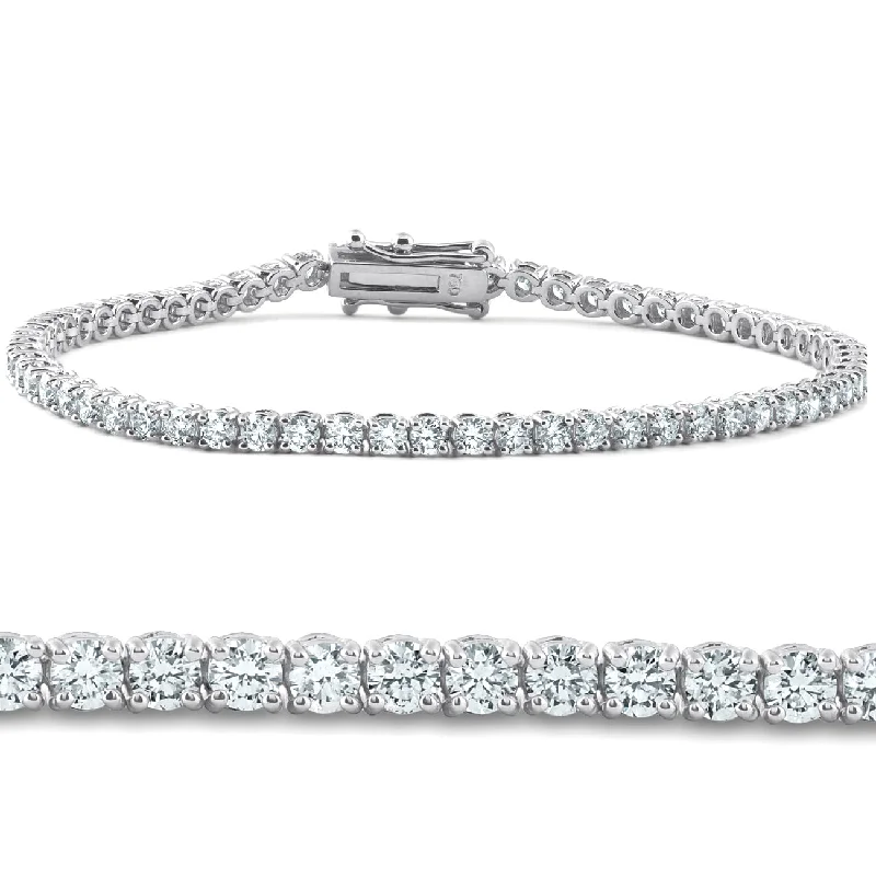 women’s bracelet sets -4Ct TW 14k White or Yellow Gold Round-Cut Diamond Tennis Bracelet 7" Women's