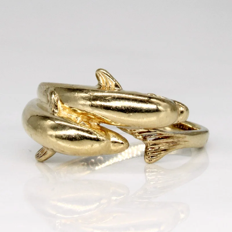 unique engagement rings -10k Yellow Gold Dolphin Ring | SZ 5 |